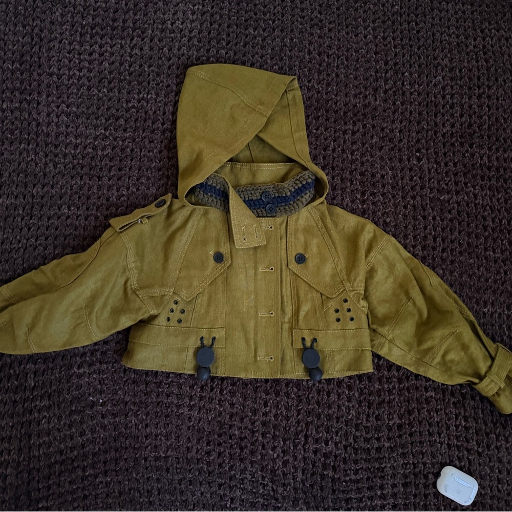 Burberry Olive Hooded Crop Raincoat for Kids